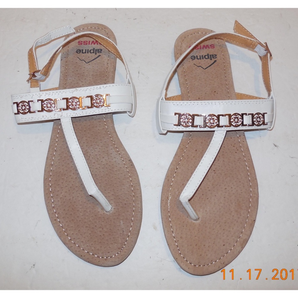Alpine Swiss white strap sandals size 9